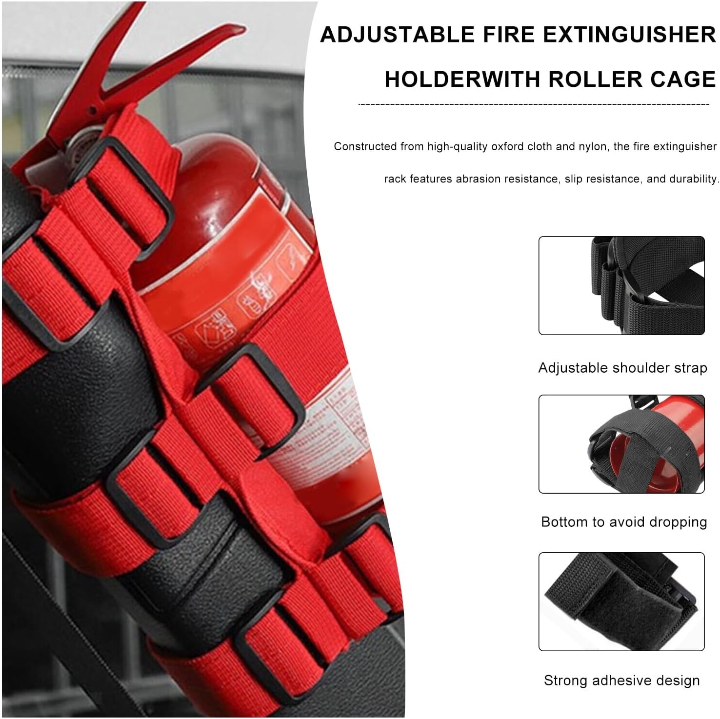 Adjustable Fire Extinguisher Holder Roll Bar Mount Strap USA Flag for Jeep SUV