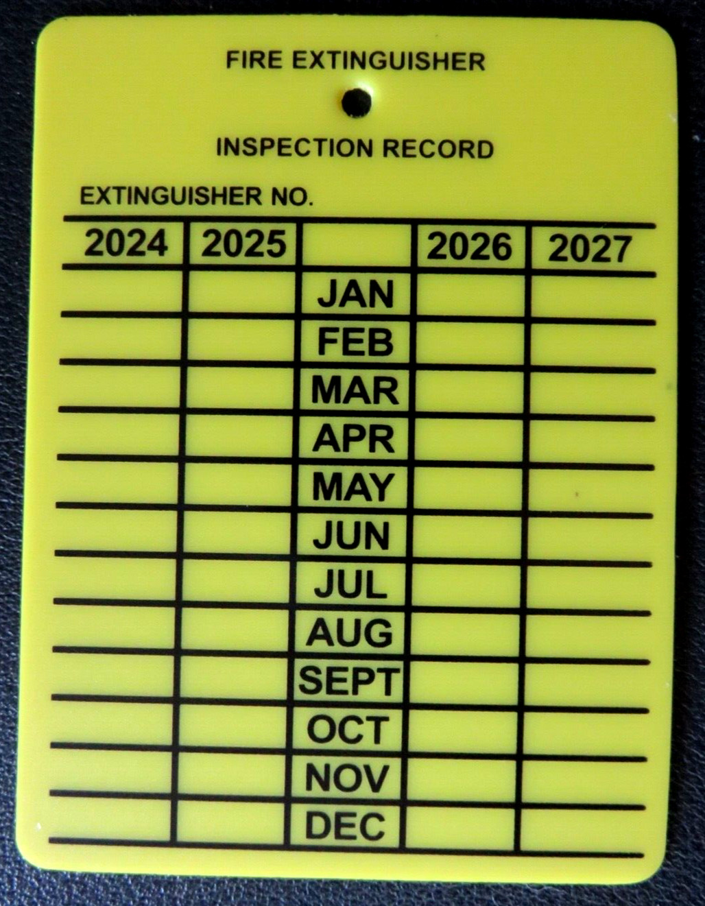 ✅🔥🧯 PLASTIC FIRE EXTINGUISHER 4-YEAR INSPECTION TAG 2024-2025-2026-2027