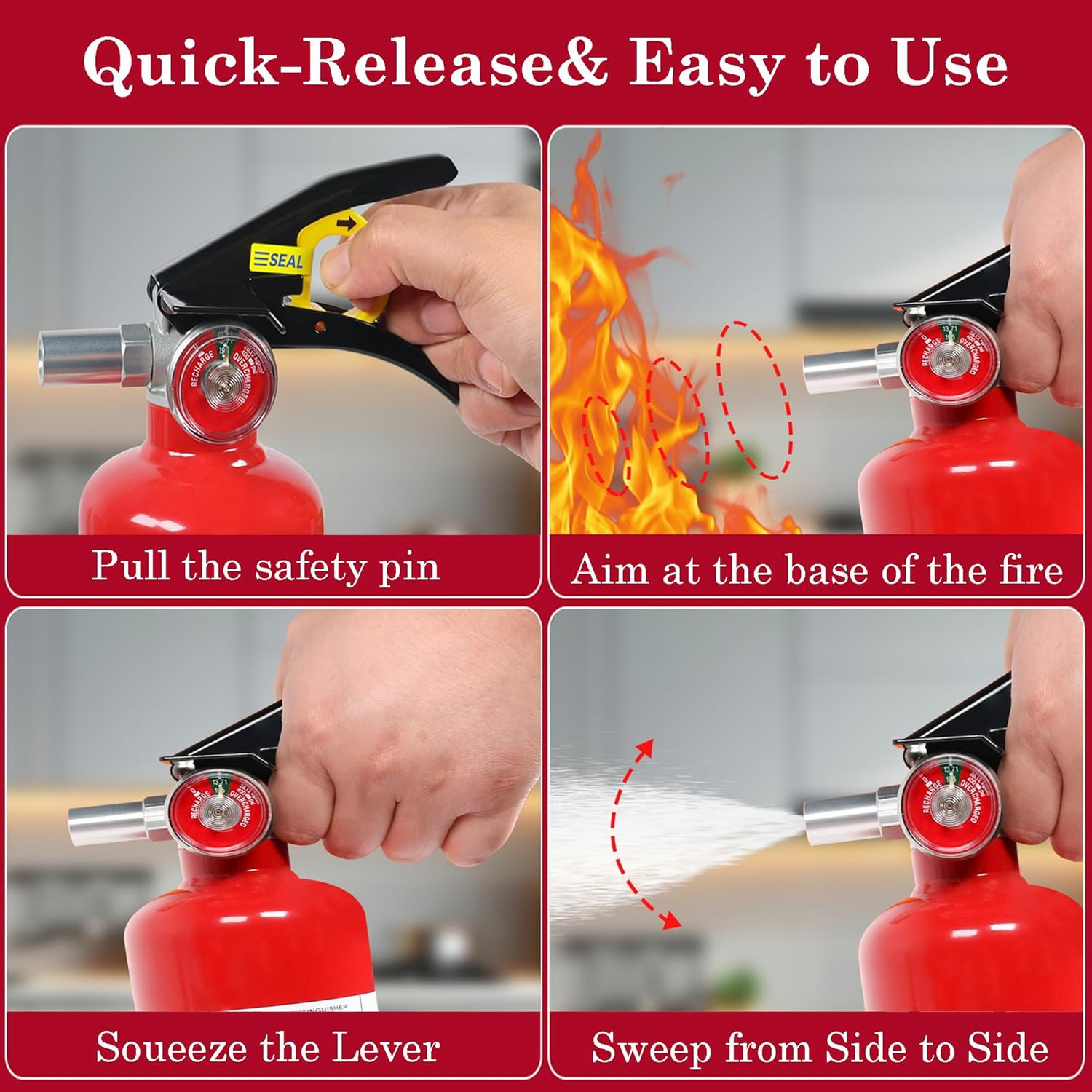 2-Pack ABC Dry Chemical Fire Extinguisher, 2.5 Lb 1A:10B:C Fire Extinguisher for