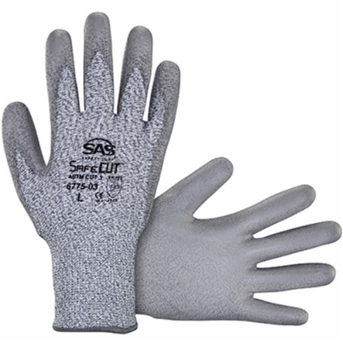 SAS Safety 6775-03 Protective Gloves L HPPE Cut A5 Gray Polyurethane Palm