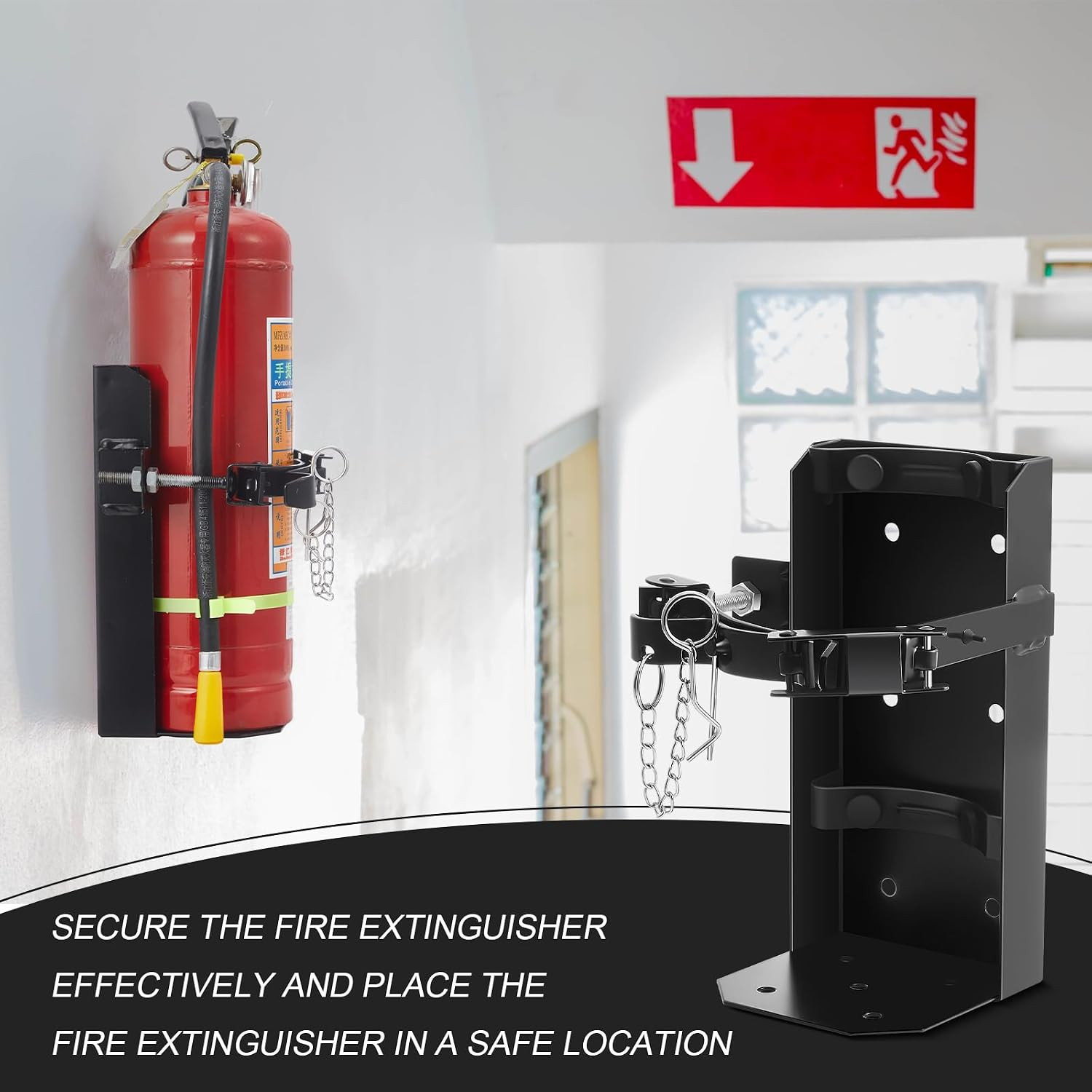 Heavy Duty Fire Extinguisher Wall Mount Bracket – 2 Pack, Black