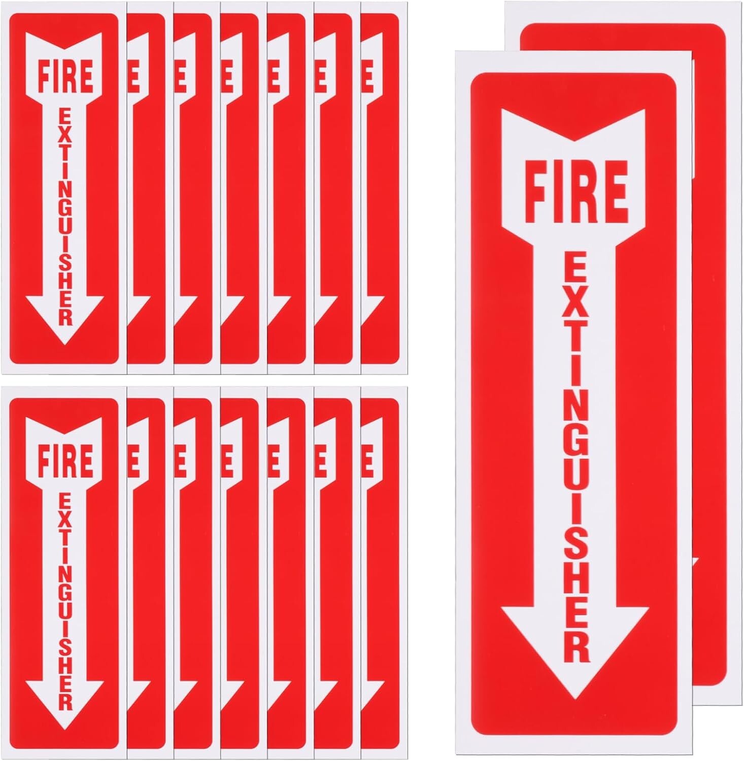 16 Pcs Fire Extinguisher Sign Stickers 4×12 Self Adhesive Decals Weather UV Prot