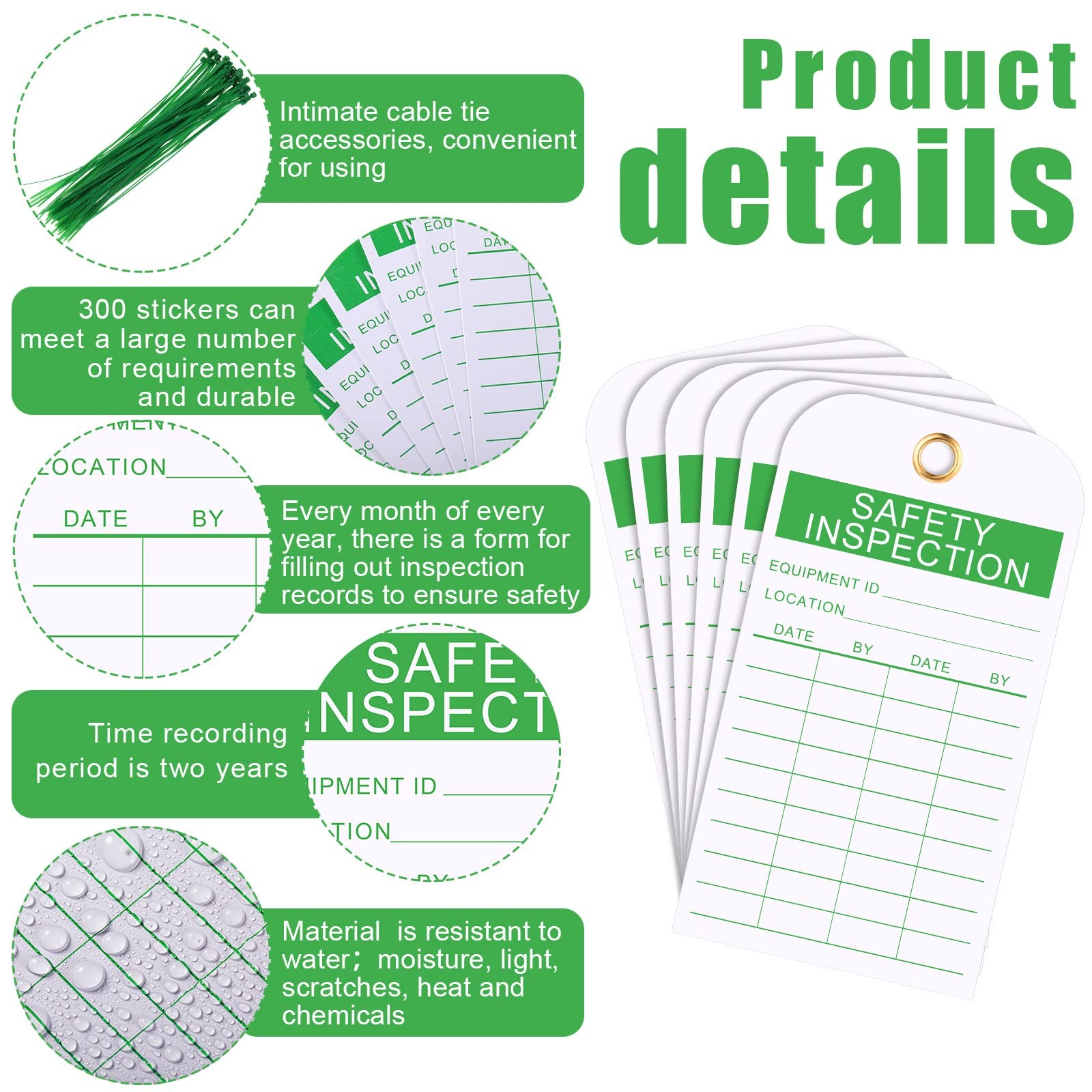 50 Pack Safety Inspection Tag Accident Prevention Tag Fire Extinguisher Tags …