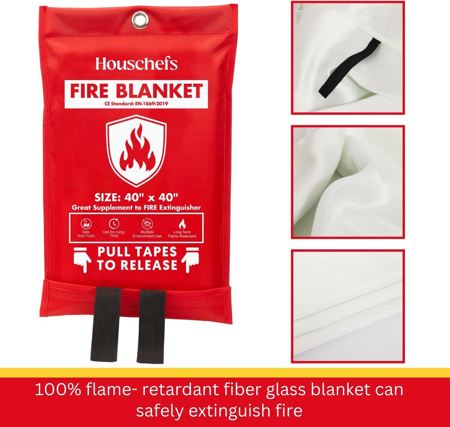 Emergency Fire Blanket – Fireproof 40” x 40” | 4 Pack for Home & Camping Safety