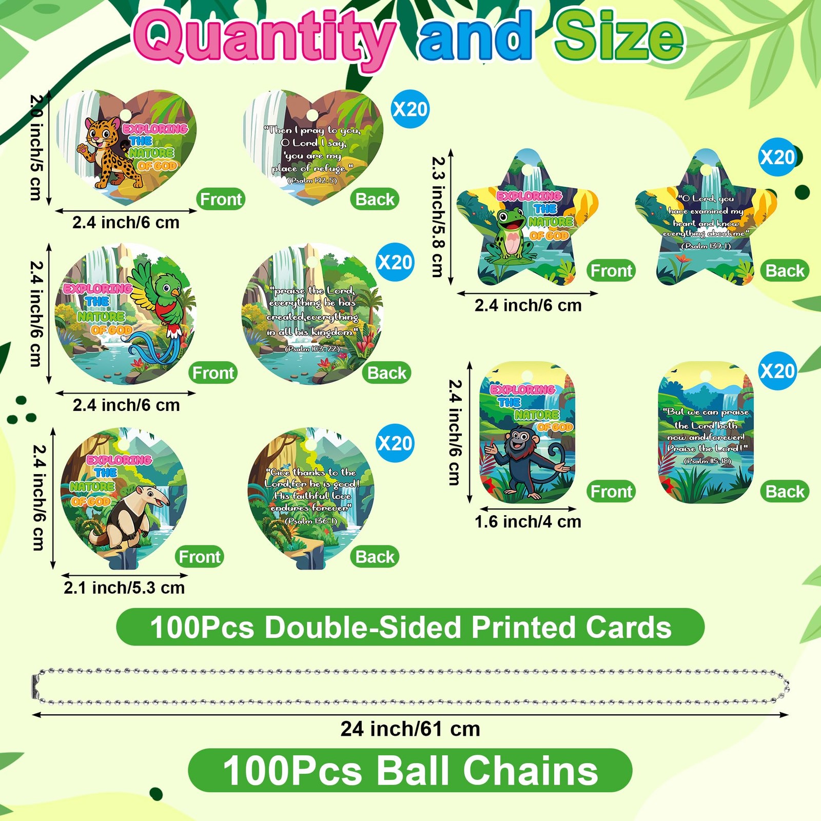 100PCS VBS 2026 Rainforest Falls Tag with Chain Necklaces for Students, Explo…