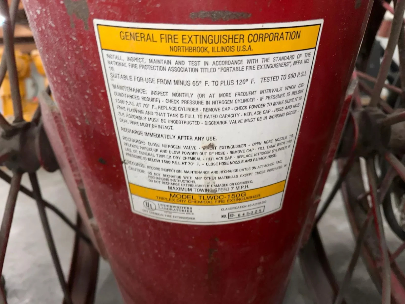 150 Lb. Rolling tow behind fire Extinguisher TLWC-150G ABC Dry Chemical Type