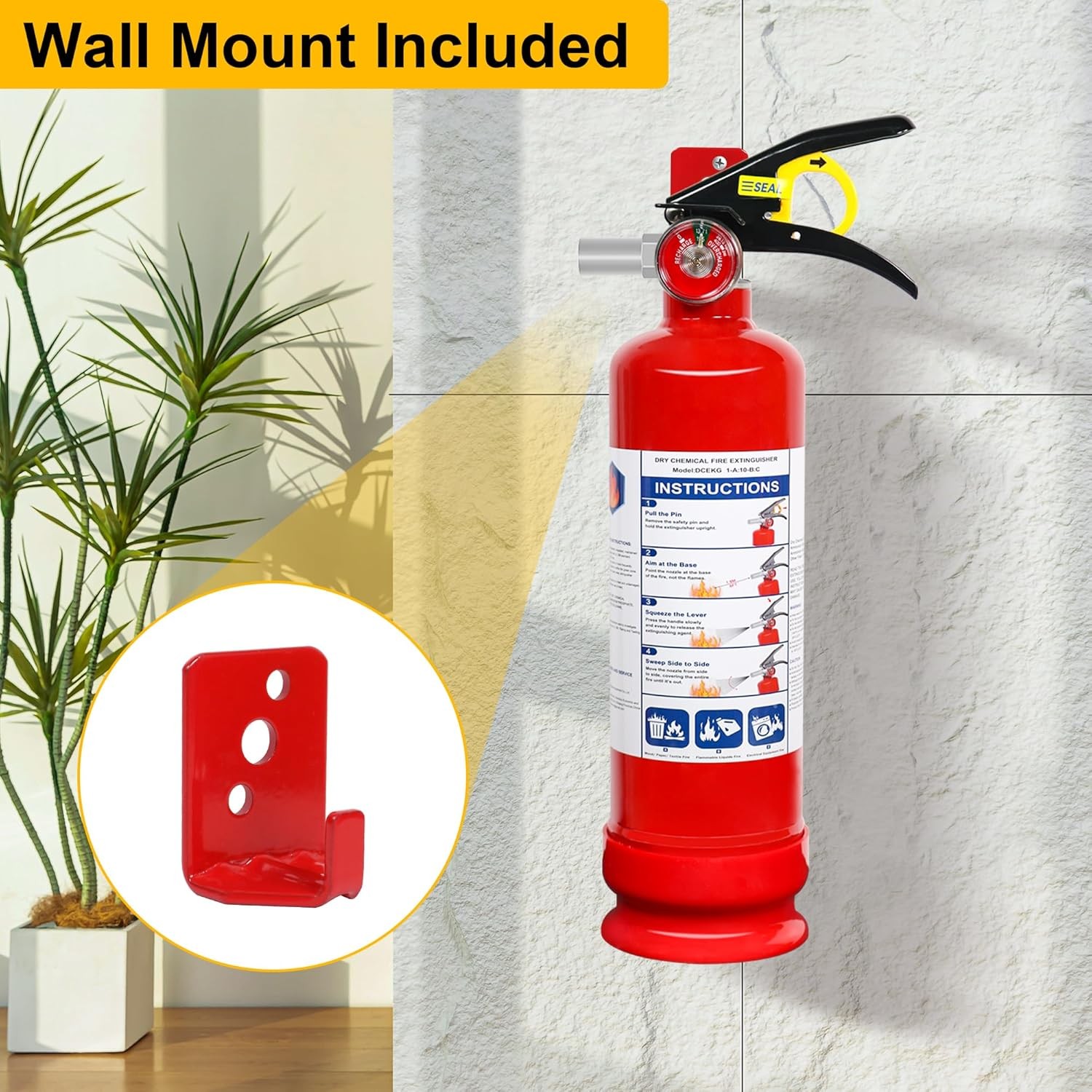 2 Pack ABC Dry Chemical Fire Extinguishers, 2.5 lb 1A:10B:C Rating for Home, Veh
