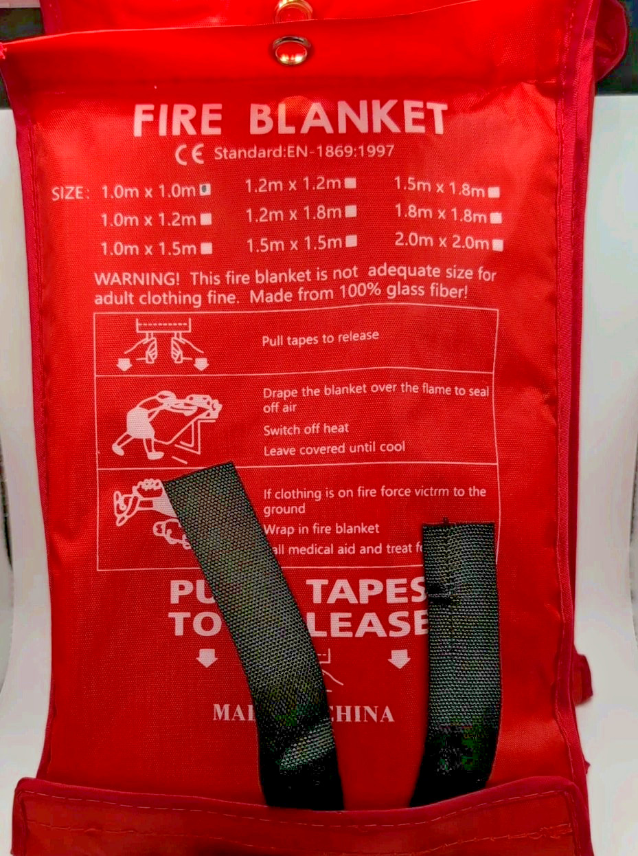 4 Pack Emergency Fire Blanket Fire Suppression 1m x 1m Fiberglass Woven 40×40″