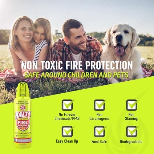 10oz Non-Toxic Fire Safety Spray – PFAS-Free Handheld Suppressor, Portable 2pk f