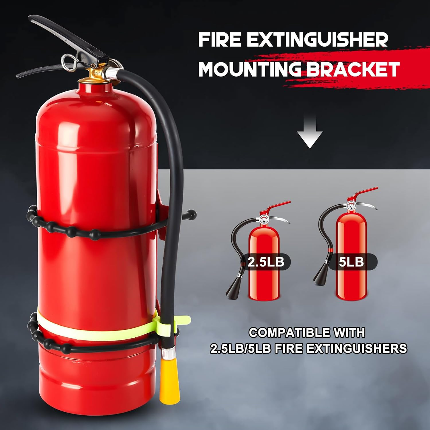 4 Pcs Fire Extinguisher Mount Bracket Adjustable, Supports up to 2.5 and 5Lb, He