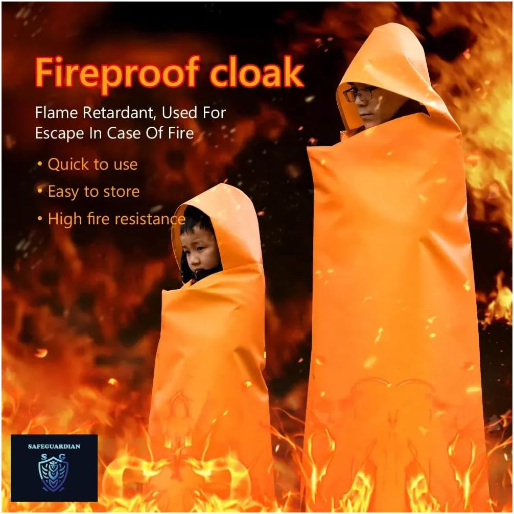 Fireproof Blanket Fire Cloak | Hooded Fire Blanket | Emergency Fire Blankets for