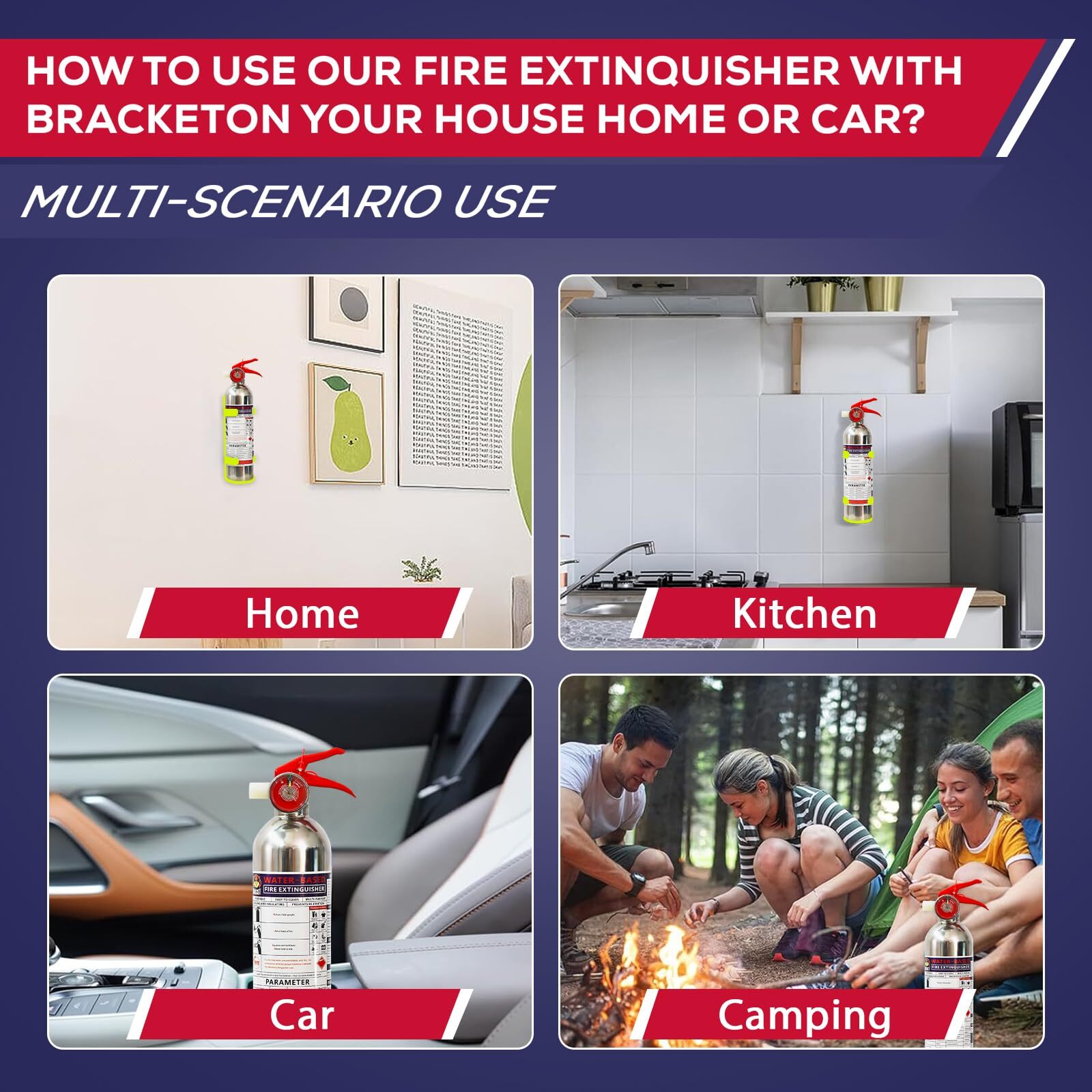 Ougist Portable Fire Extinguisher for Home with Mount, Non-Toxic Water-Based Fir