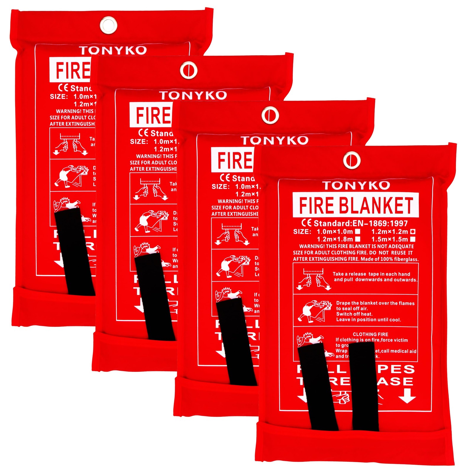 3.9 x 3.9ft Fiberglass Fire Blanket for Surival, Flame Retardant Protection a…