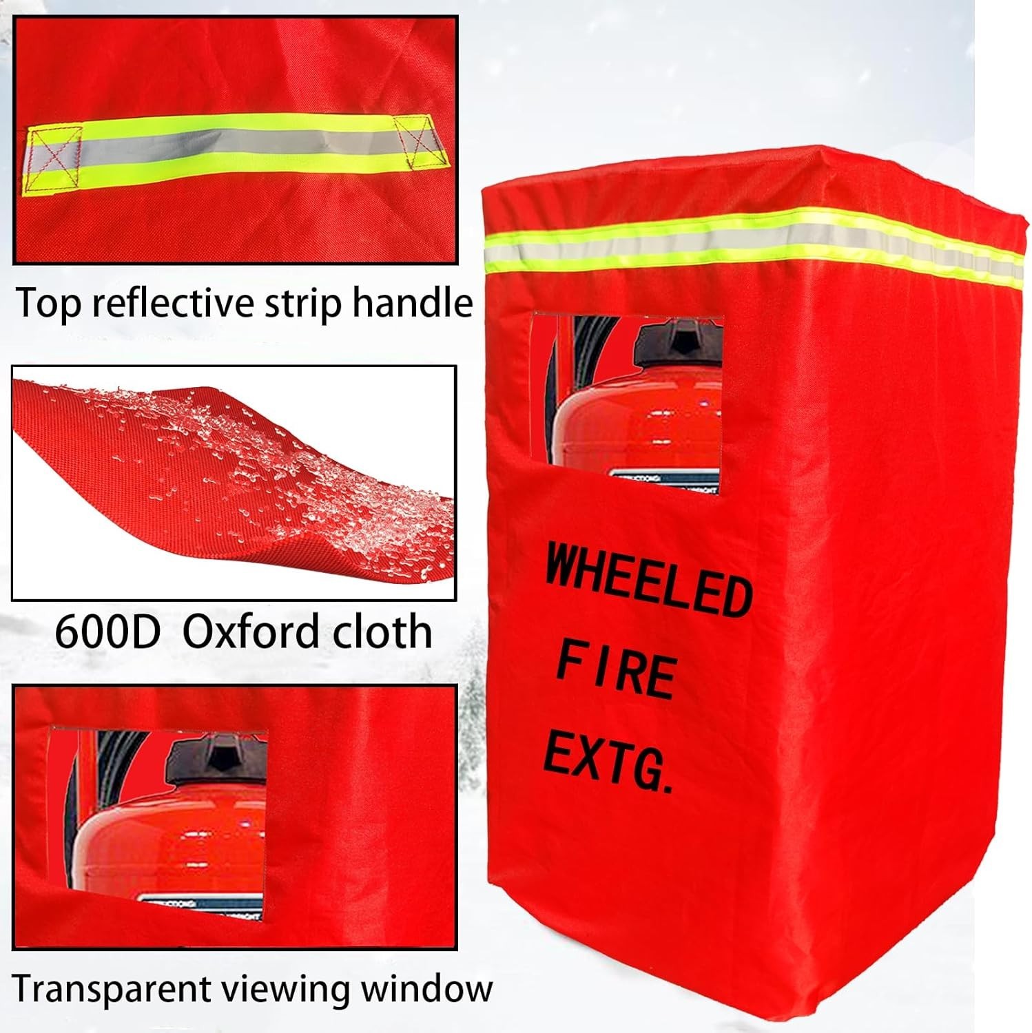 Wheeled Fire Extinguisher Cover HD Cart Protective Cover w/Window 300-350lbs
