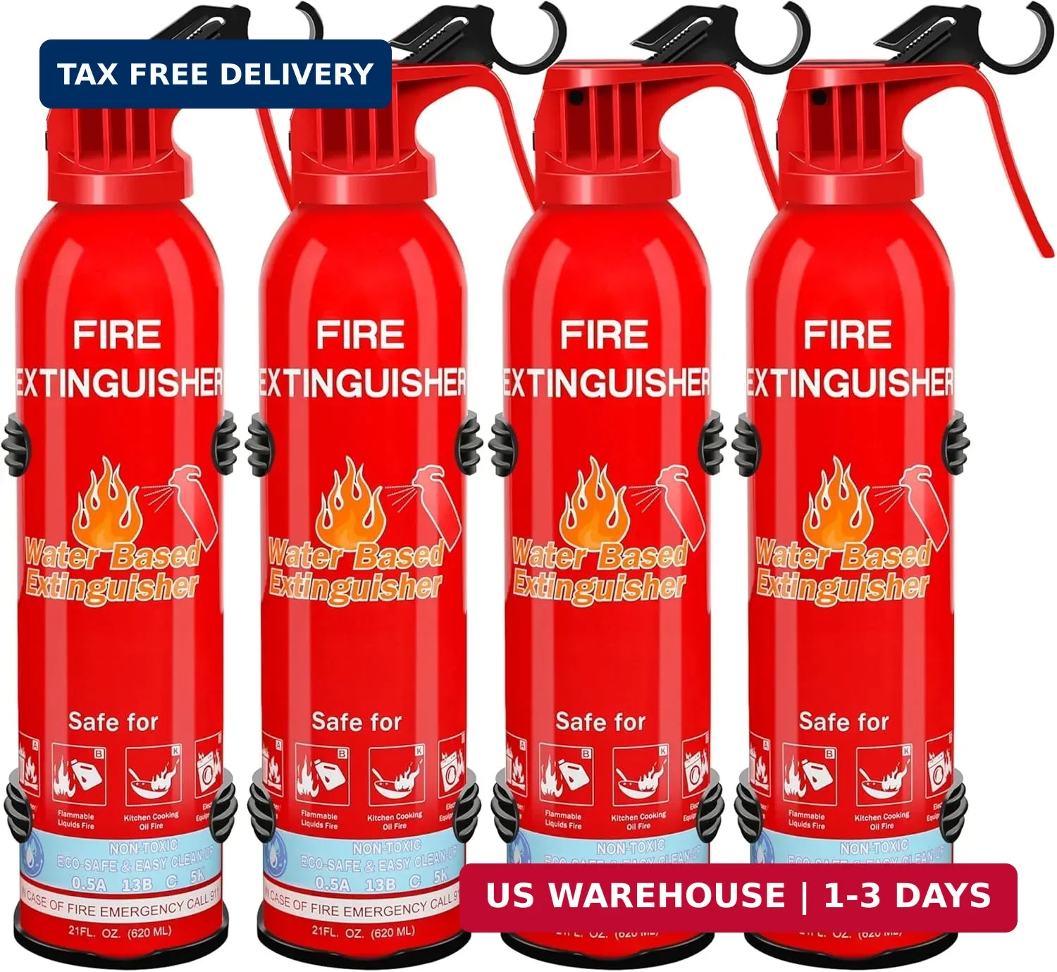 Fire Extinguisher for Home with Mount, 4 Pack Upgraded 8-in-1 Portable Fire Exti