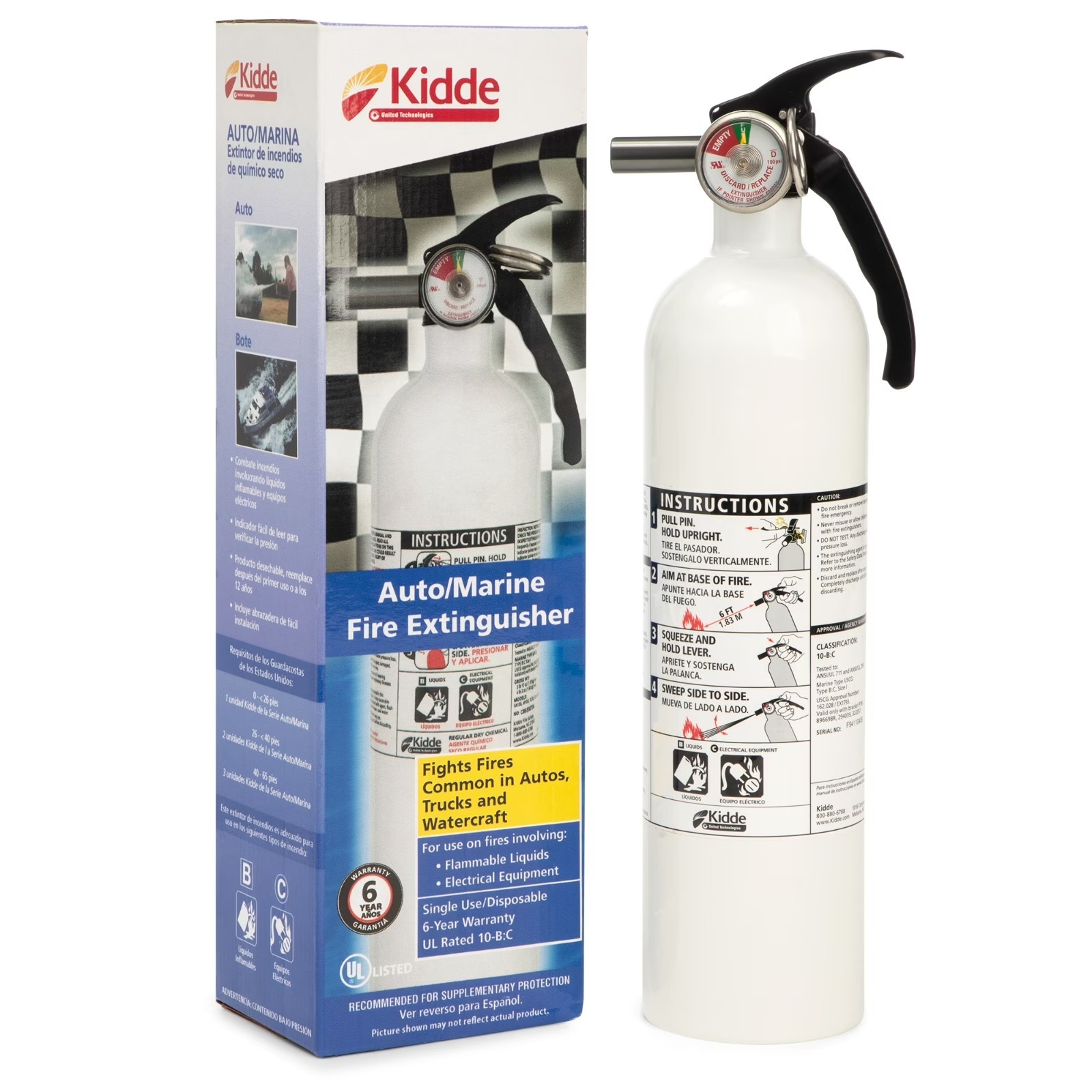 (2 pack) Kidde Auto/Marine UL Listed Fire Extinguisher, 10-B:C Rated