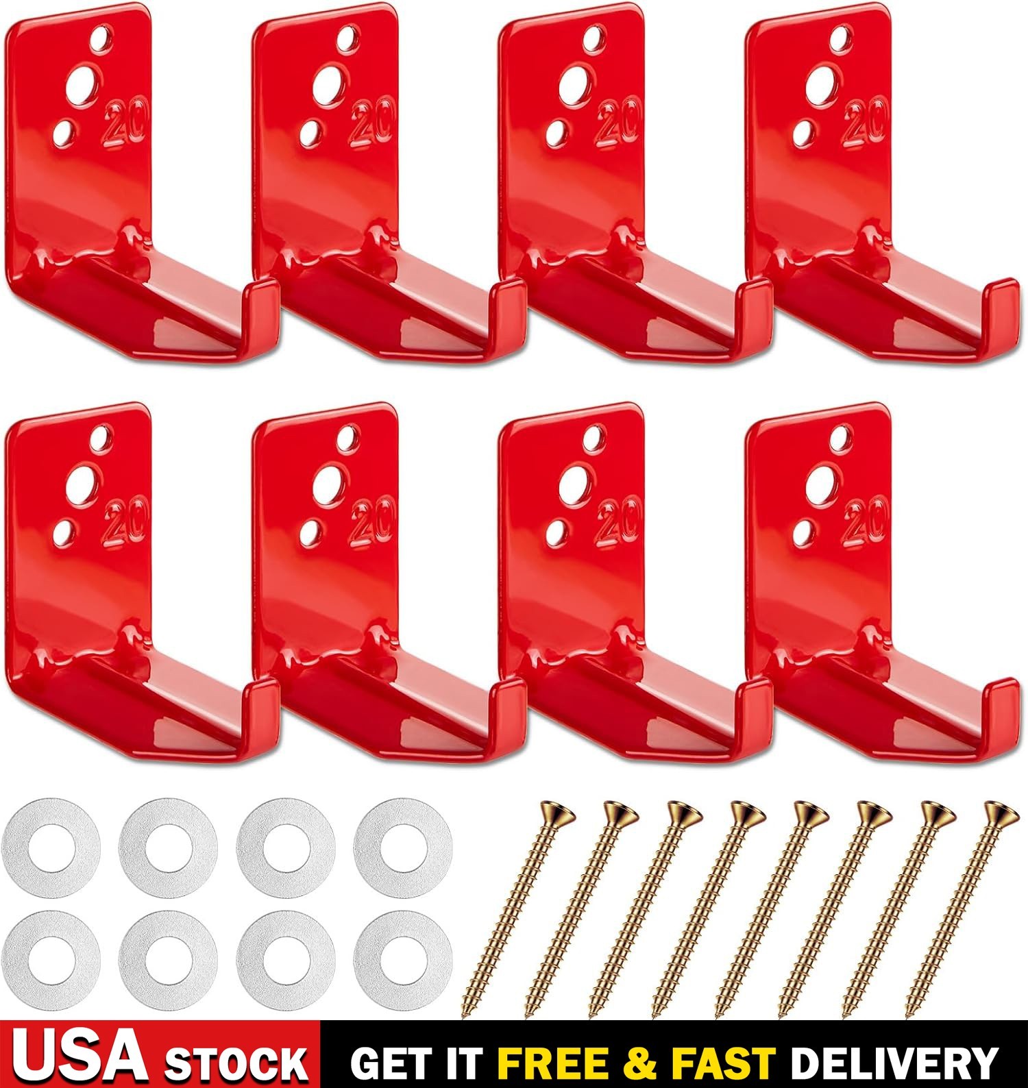 8 Pack Fire Extinguisher Mount Bracket 5-40lb Universal Wall Hook Hanger Screws