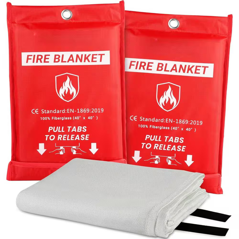 40 in X 40 In. Fiberglass Flame Retardant Emergency Fire Blanket for Kitchen, Ba
