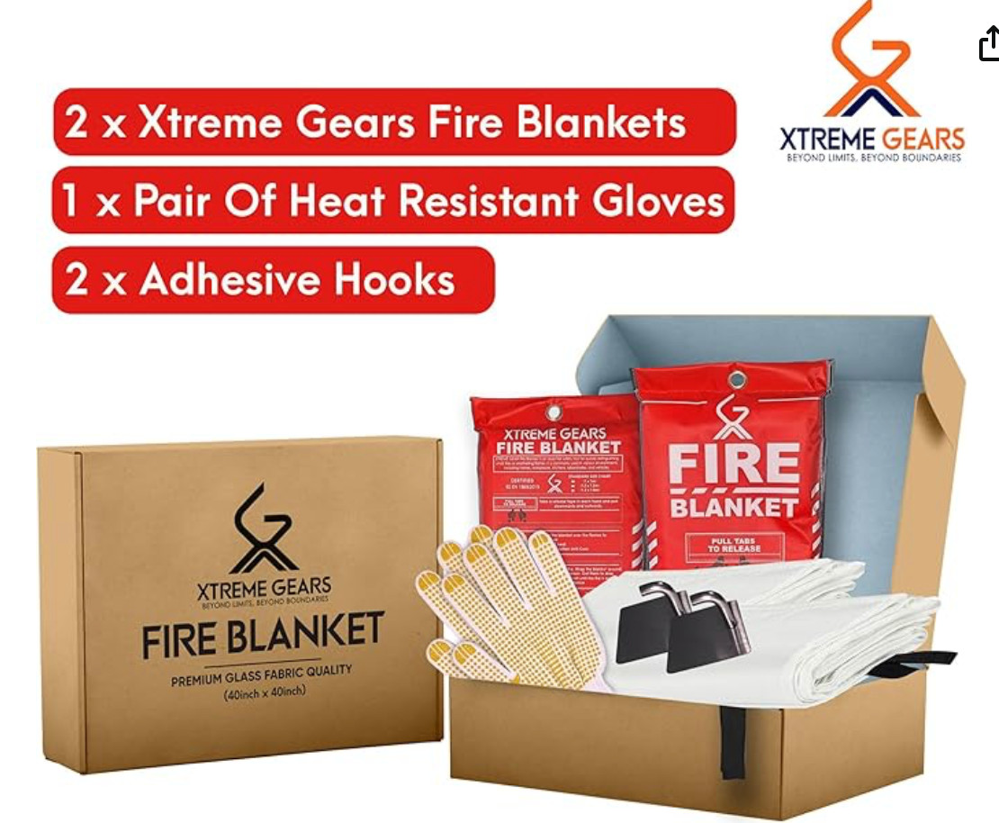 Xtreme Gears Fire Blanket for Home fire Safety and Kitchen – 2 Pack – Fire Blank