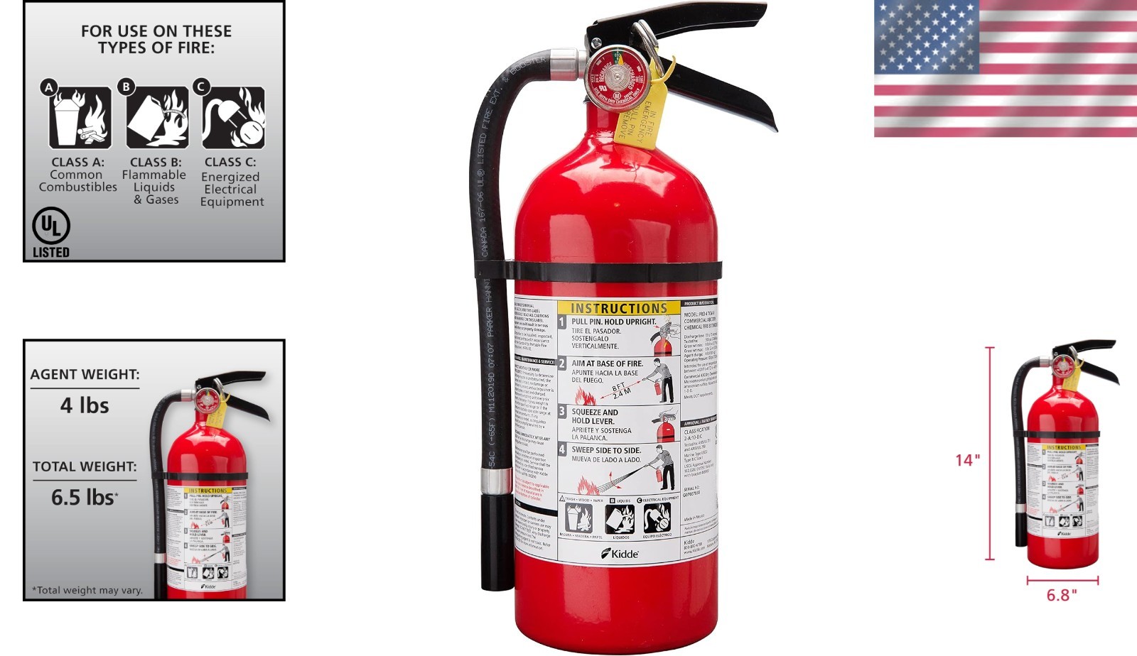 Lightweight Pro 210 Fire Extinguisher – Multi-Purpose, Mounting Bracket Included