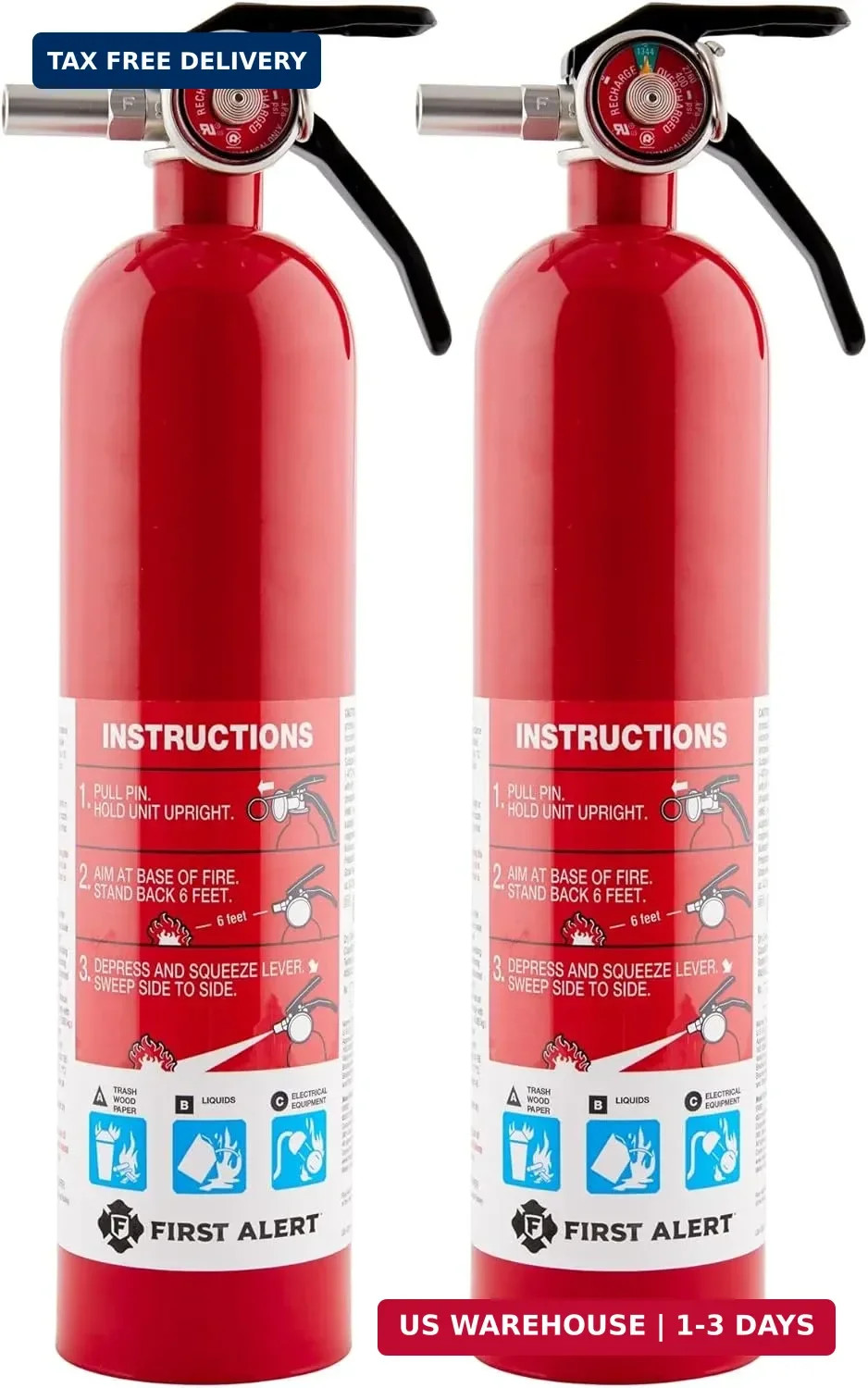 First Alert Home1-2, Standard Home Fire Extinguisher, Red, 2PACK