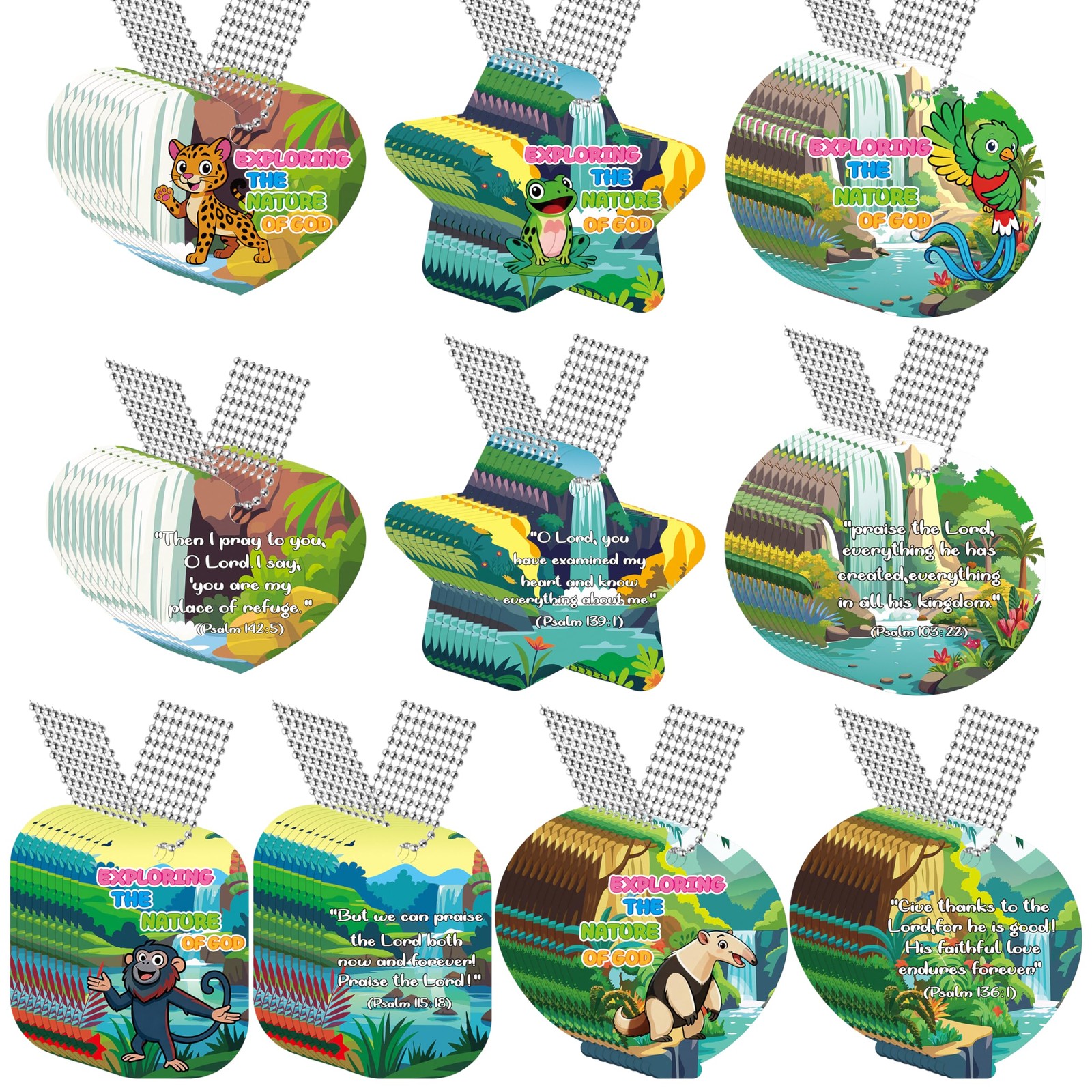 100PCS VBS 2026 Rainforest Falls Tag with Chain Necklaces for Students, Explo…