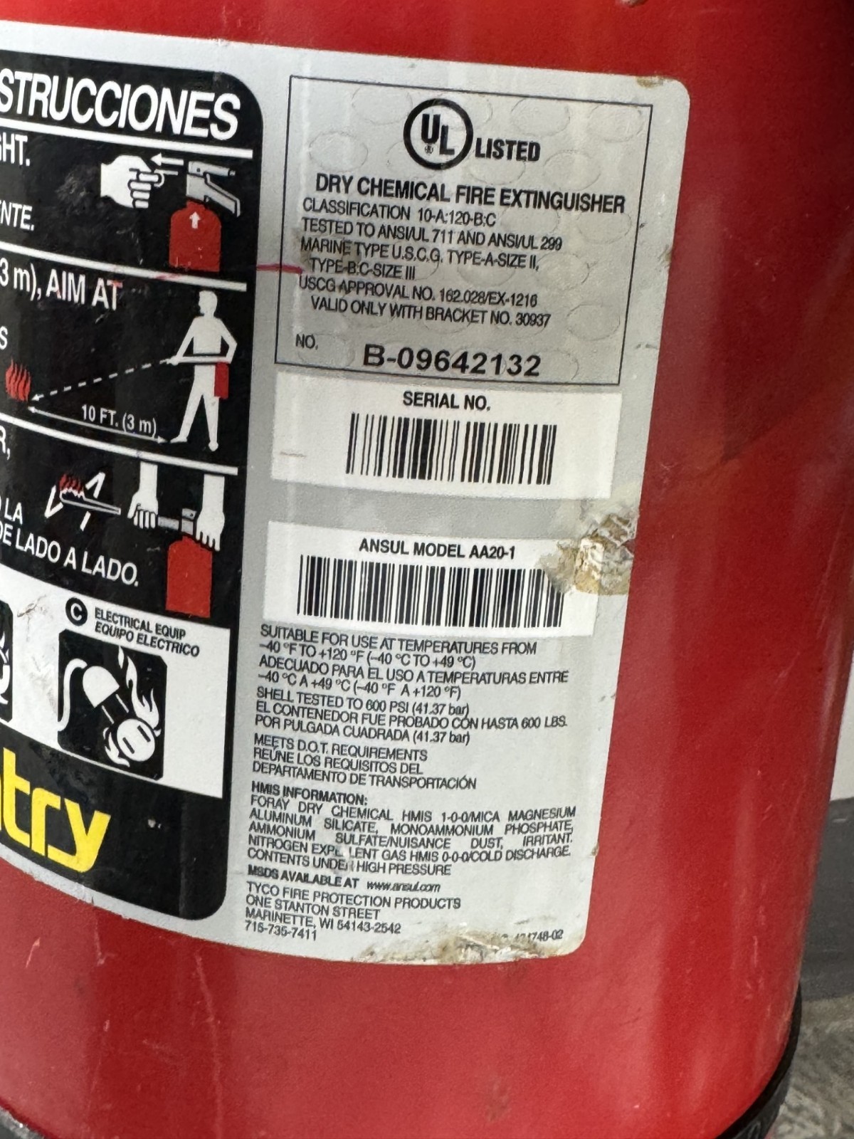 20LB ANSUL SENTRY AA20-1 – ABC Dry Chemical Fire Extinguisher Full Insp. 24
