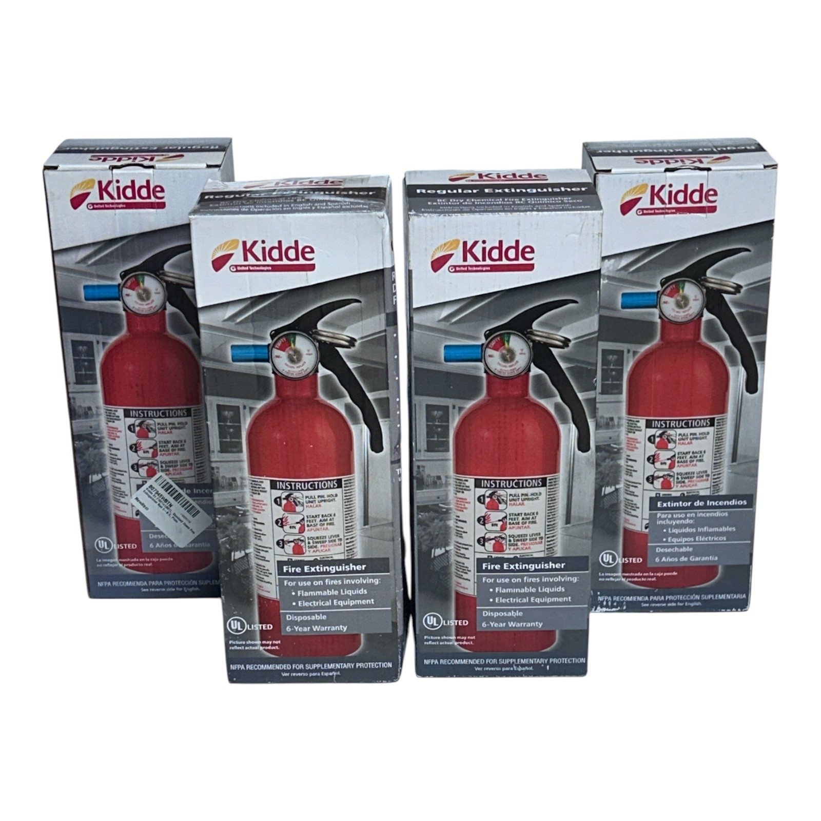 (4) Kidde Fire Extinguisher UL Rated 5-B:C, FA5G, BC Dry Chemical with Bracket