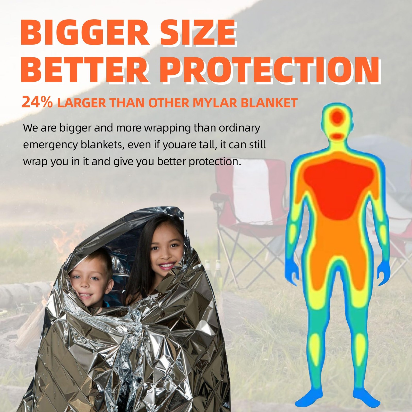 6 Pack Emergency Thermal Blankets for Survival, 82.67”x62.99” Extra Large Myl…
