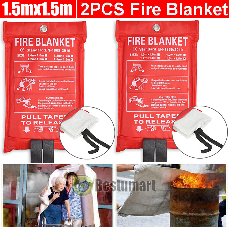 2xPrepared Emergency Fire Blanket Fiberglass Blanket 59”x59” Retardant Blanket