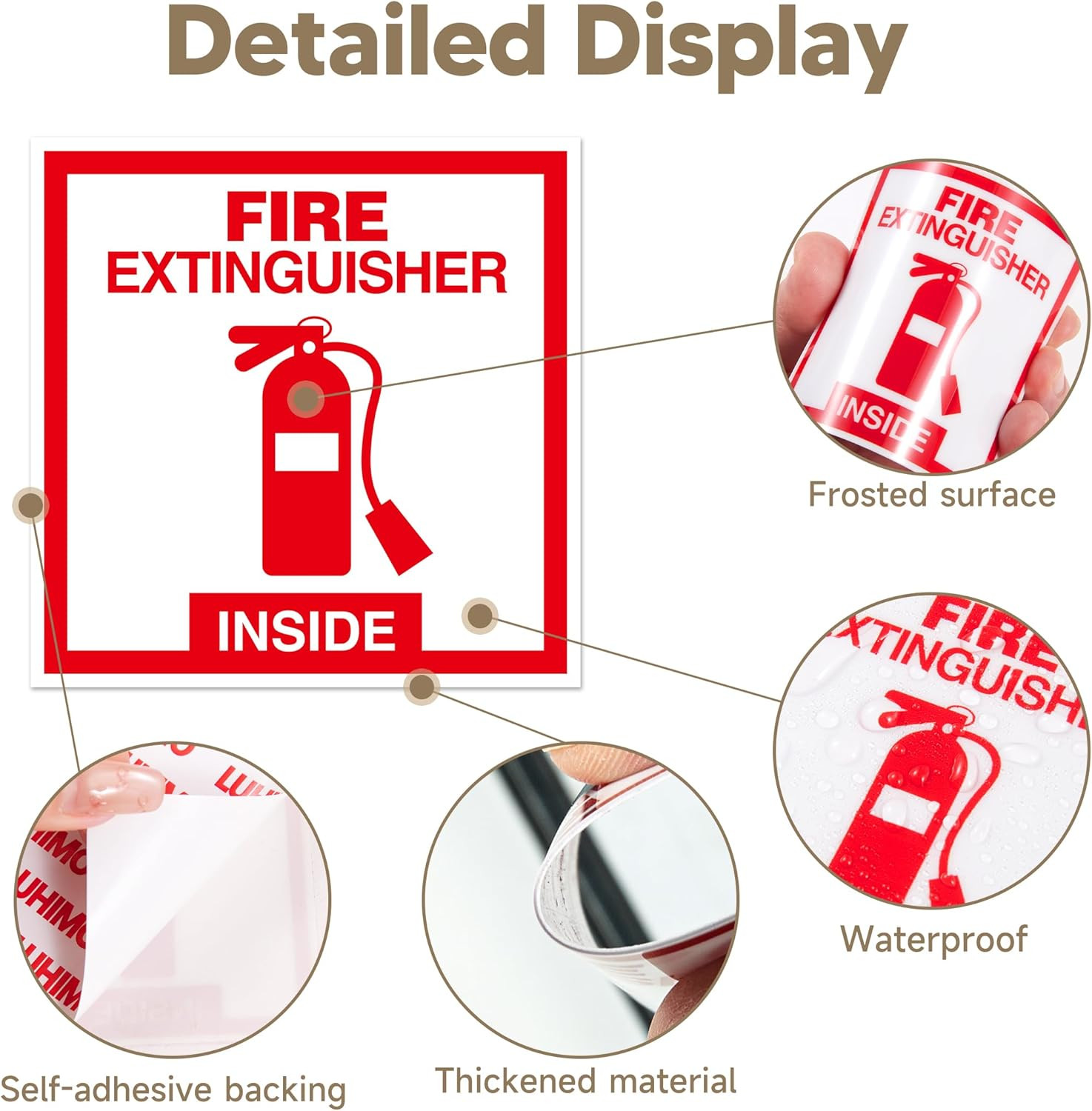 Fire Extinguisher Sign Stickers – 2 Pack, Waterproof, Self-Adhesive, Red/White