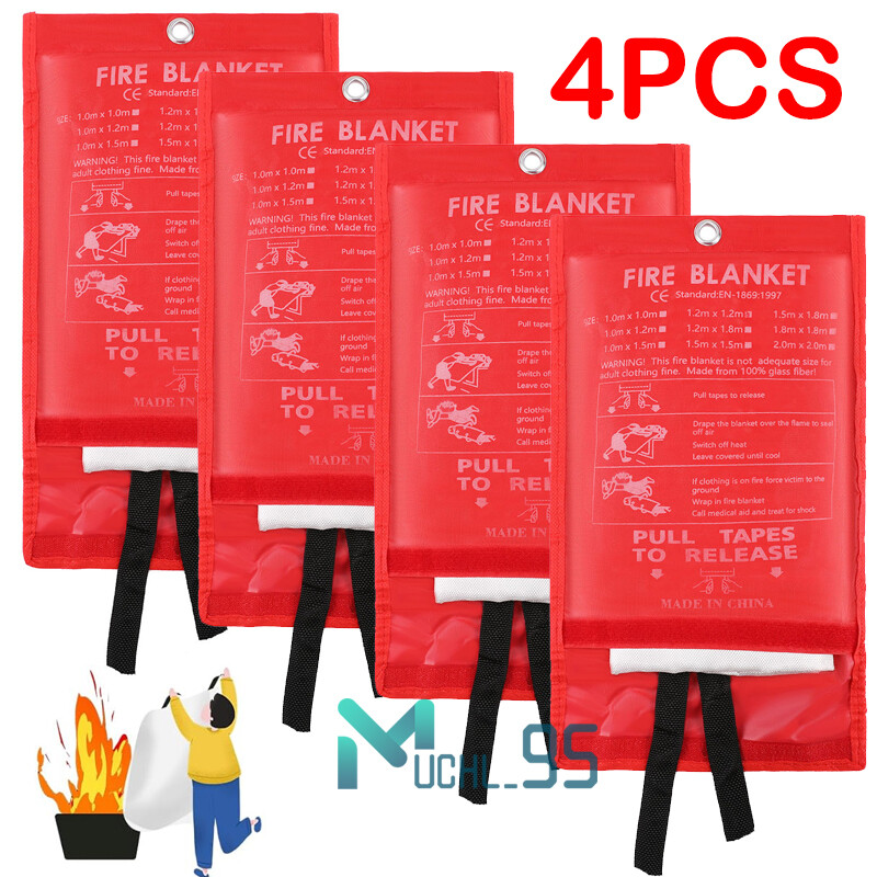 3 SIZE 39”/47”/59” FIRE BLANKET Fiberglass Emergency Home Retardant Prepared