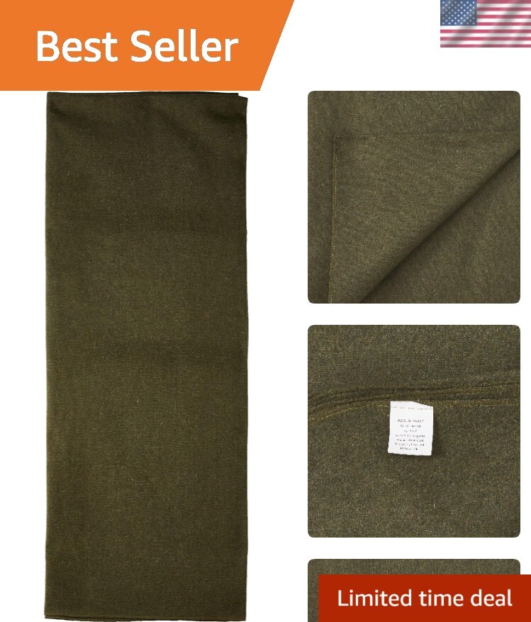 Heavyweight Olive Drab Wool Blanket – 80% Wool Fire Retardant, 66″ X 90″ Size