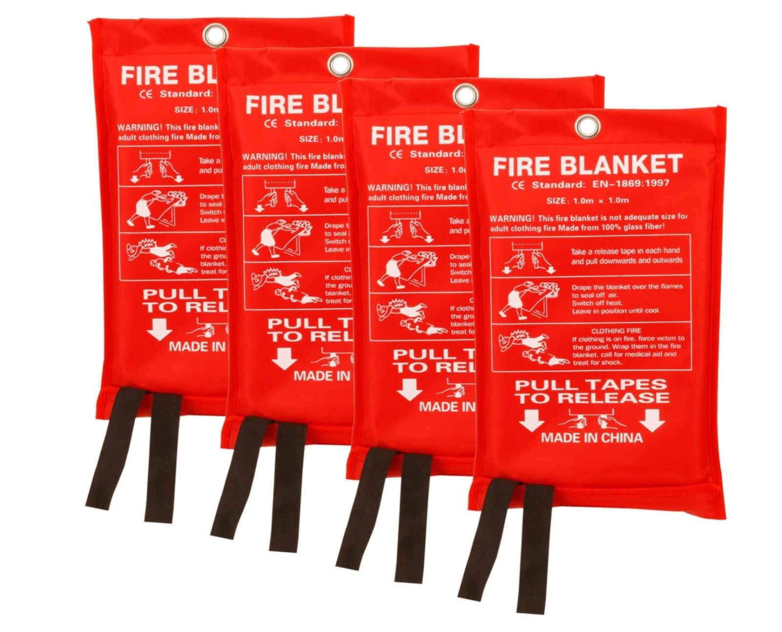 Fire Blanket Emergency Suppression Flame Retardant 4 Pack (39.3X 39.3 inch)