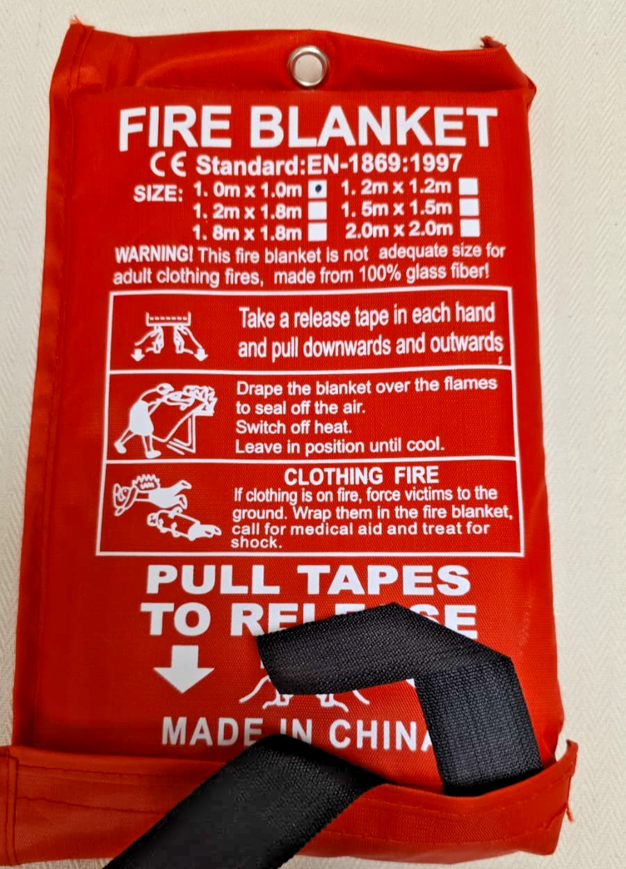 Lot of 2 New Emergency Fire Blankets 1m x 1m Safety Suppression for Home Kitchen