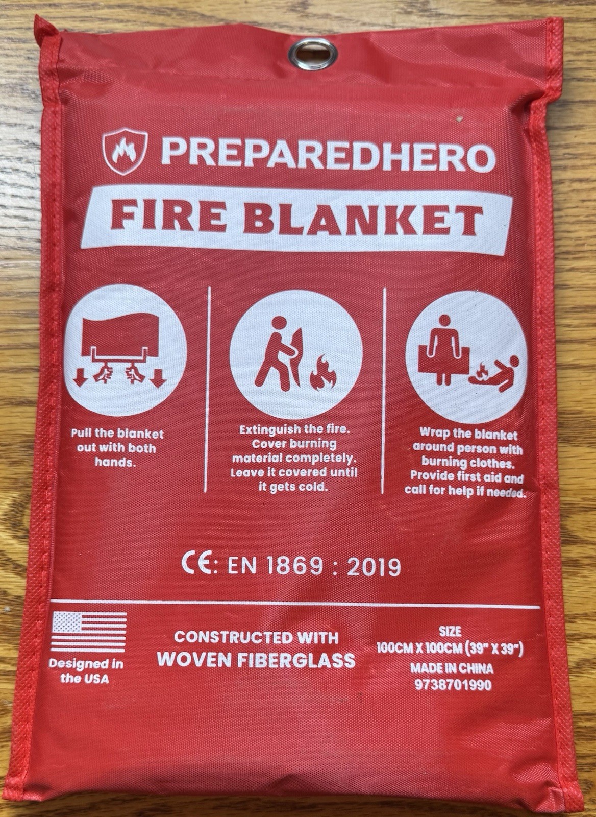 Prepared Hero Emergency Fire Blanket – Fire Suppression for Kitchen, 39×39 – B30