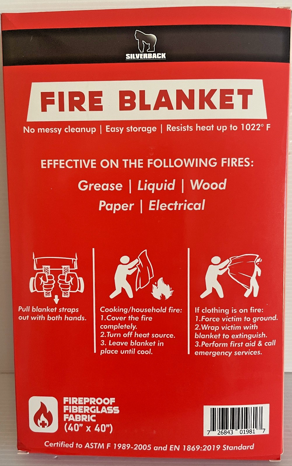 Silverback 40″ x 40″ Fireproof Fiberglass Fire Blanket NIB