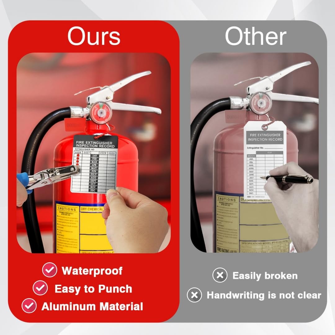 50 Sets 2026–2029 Fire Extinguisher Tags Aluminum Metal 50, 2026-2029