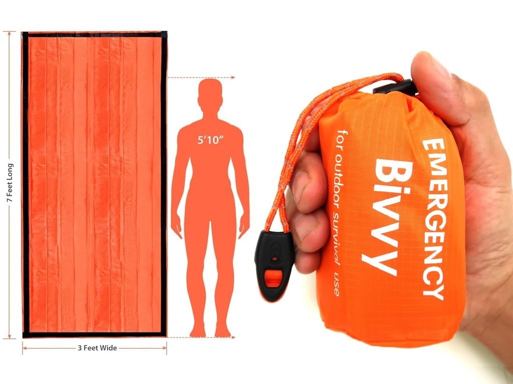 Emergency Thermal Sleeping Bag, Survival Bivvy Sacks Blanket with Whistle, Wa…