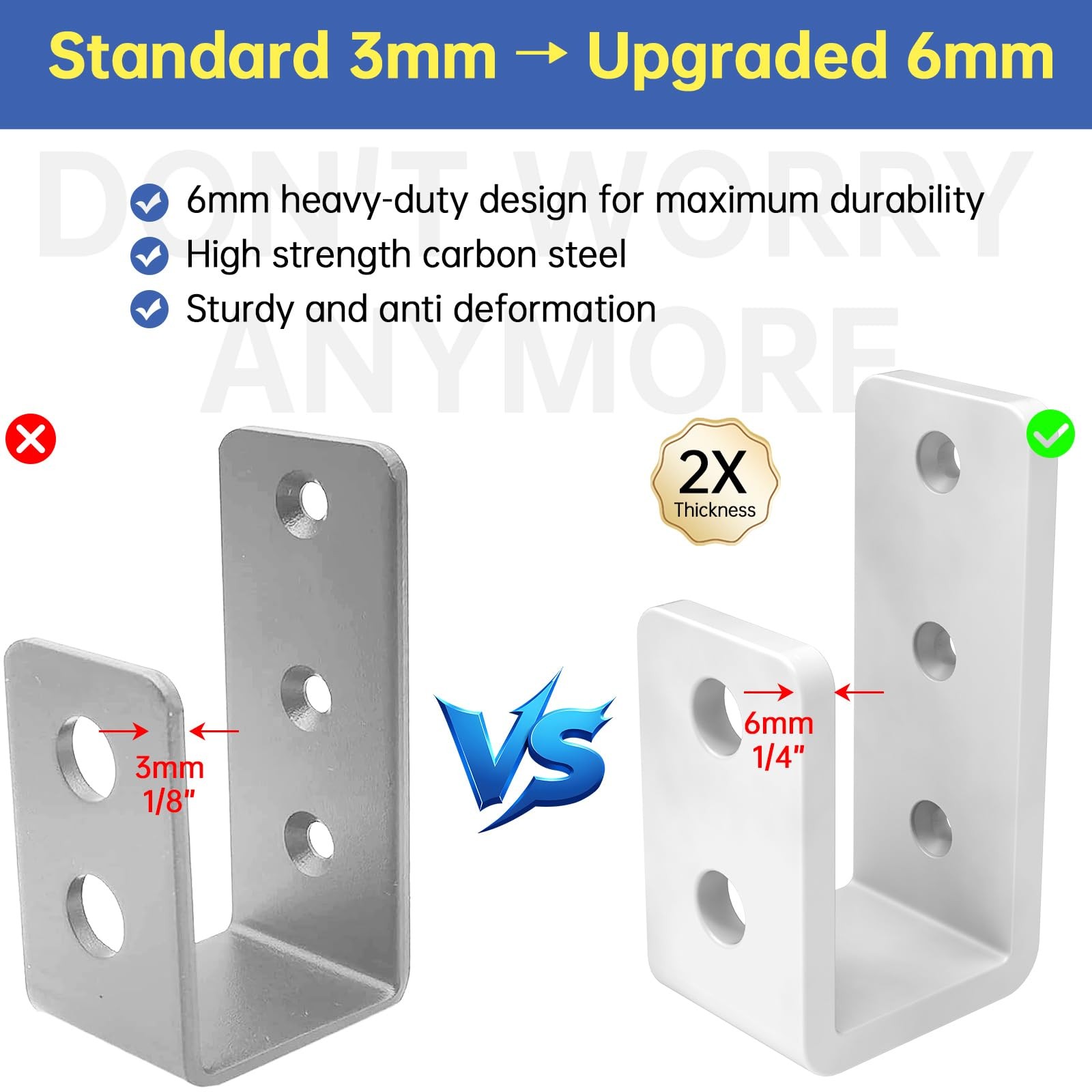 8 PCS 2×4 Door Barricade Brackets 1/4 Inch Heavy Duty Metal U Bracket