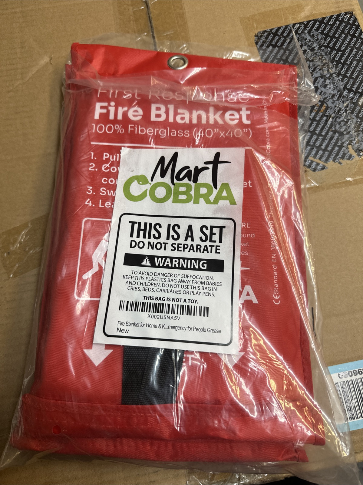 Pack Of 2 Mart Cobra First Response Fire Blanket 40×40 100% Fiberglass Home Use