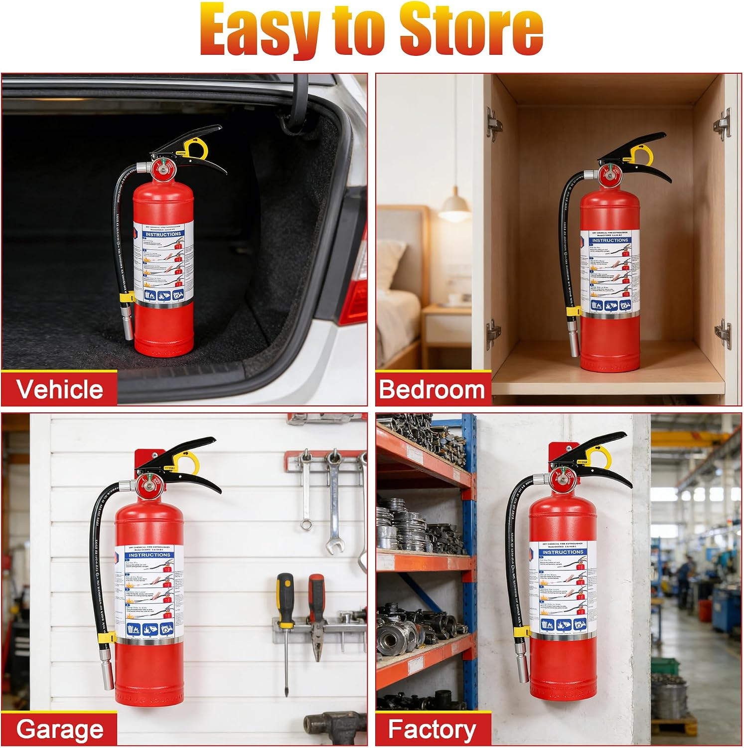 5 Lb ABC Dry Chemical Fire Extinguisher with Wall Mount, 2A:10B:C Rated | All-Me