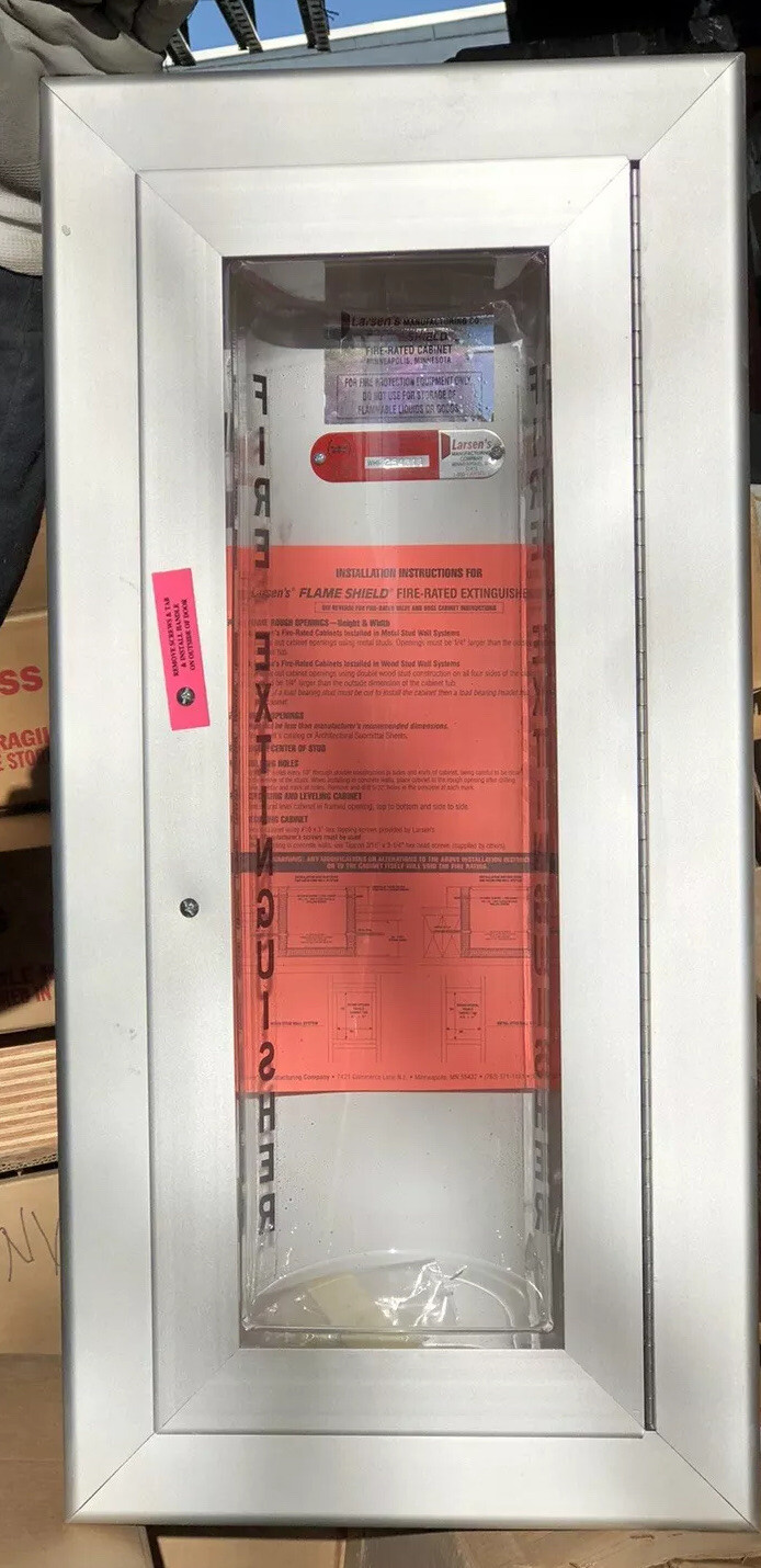 Larsen Flame Shield Fire Rated White Cabinet Extinguisher Glass Panel FS24094