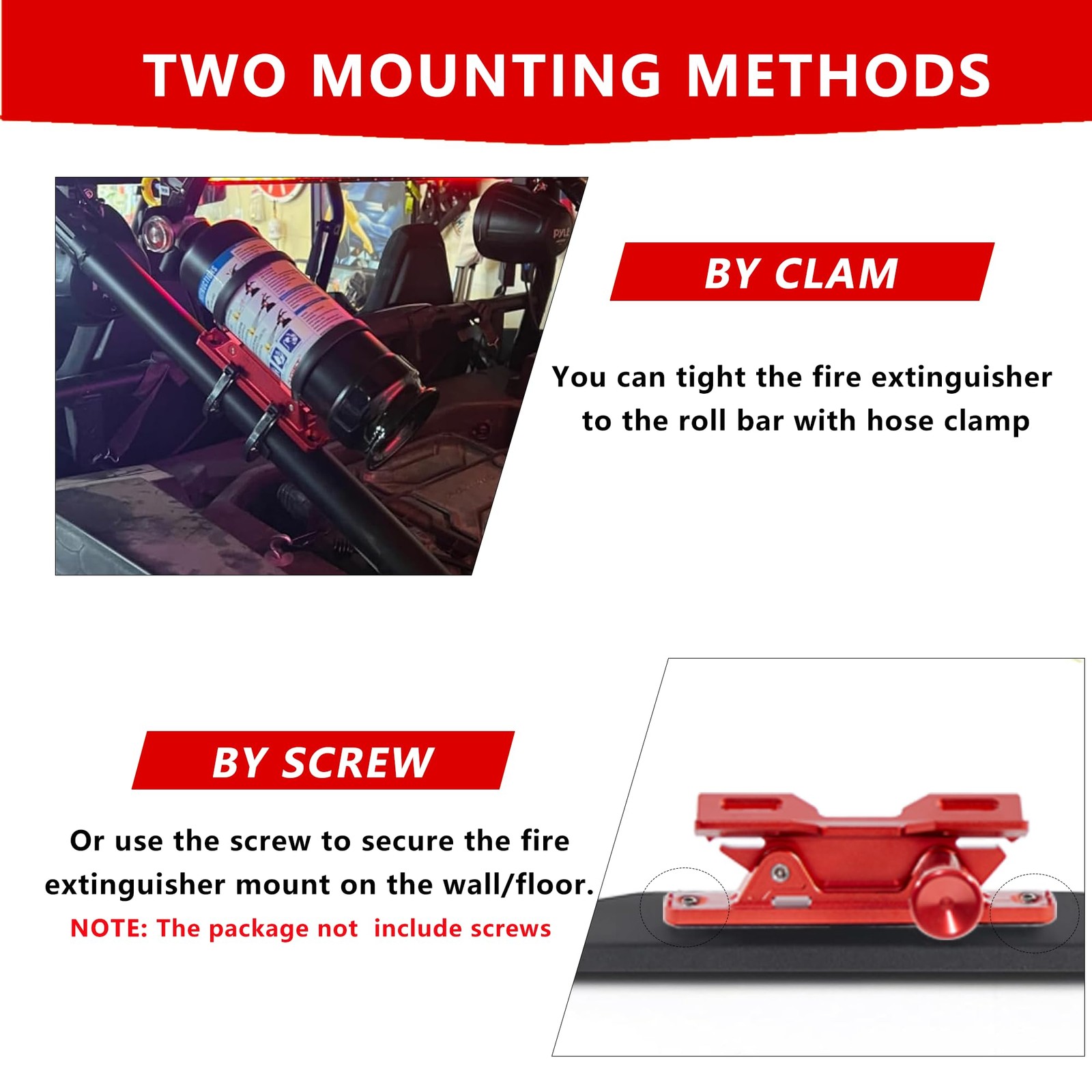 Quick Release Fire Extinguisher Mount – Aluminum Adjustable UTV Roll Bar Fire