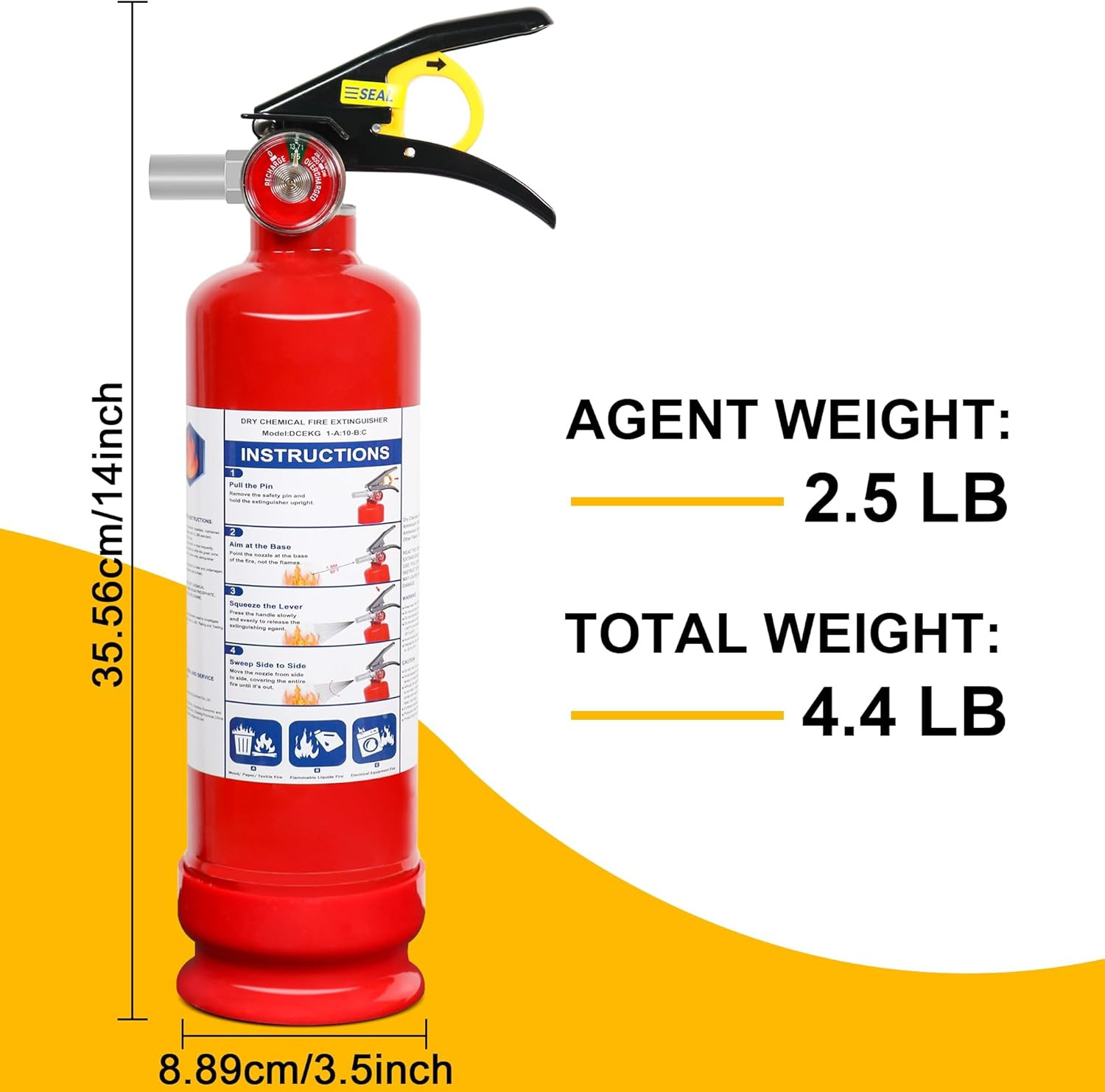 6 Pack ABC Dry Chemical Fire Extinguishers with Mount, 2.5 Lb 1A:10B:C Rating fo