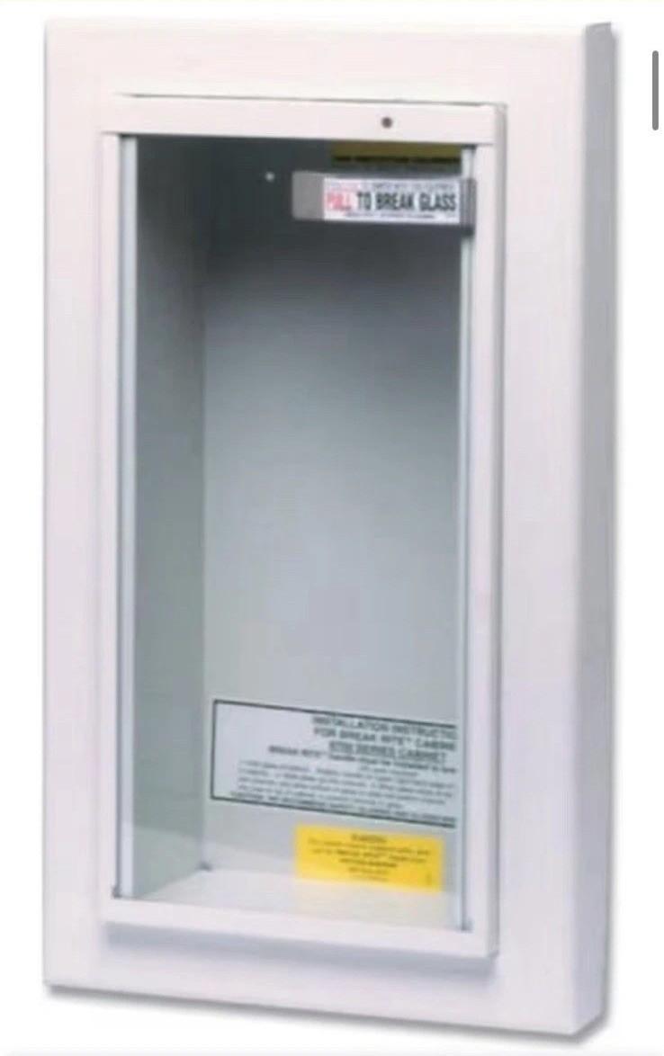 Kidde Fire Extinguisher Wall Cabinet White Galvanized Steel Glass Storage