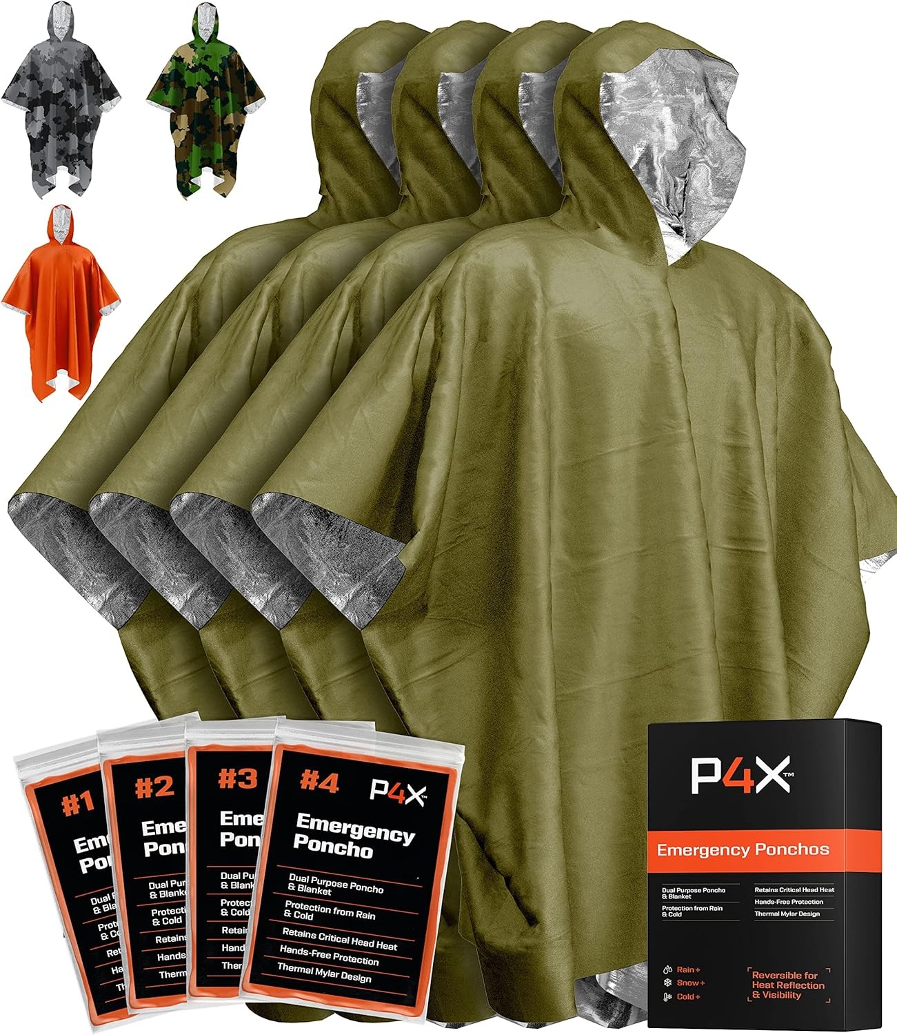 Emergency Poncho with Mylar Blanket Liner – Heavy Duty, Waterproof, Wind-Resi…