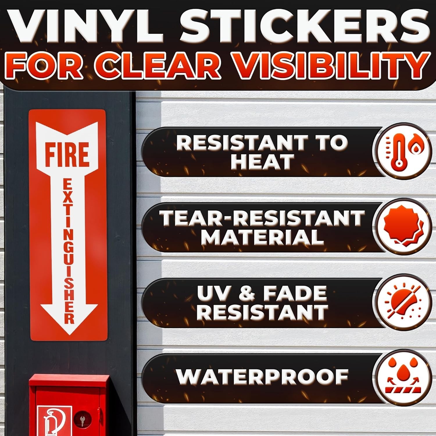 24 Pack Fire Extinguisher Signs – 4×12 Inch Vinyl Signs | Waterproof & Fade-Resi