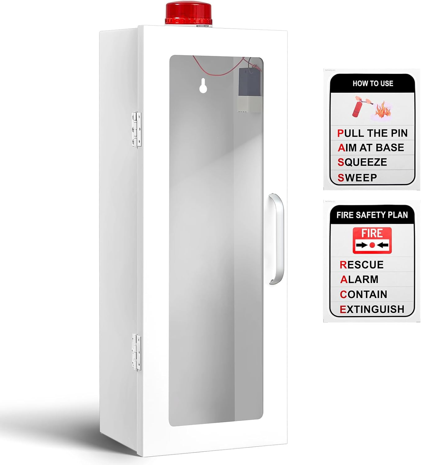 10Lb Fire Extinguisher Cabinet with Alarm & Safety Sign – Wall Mount Case