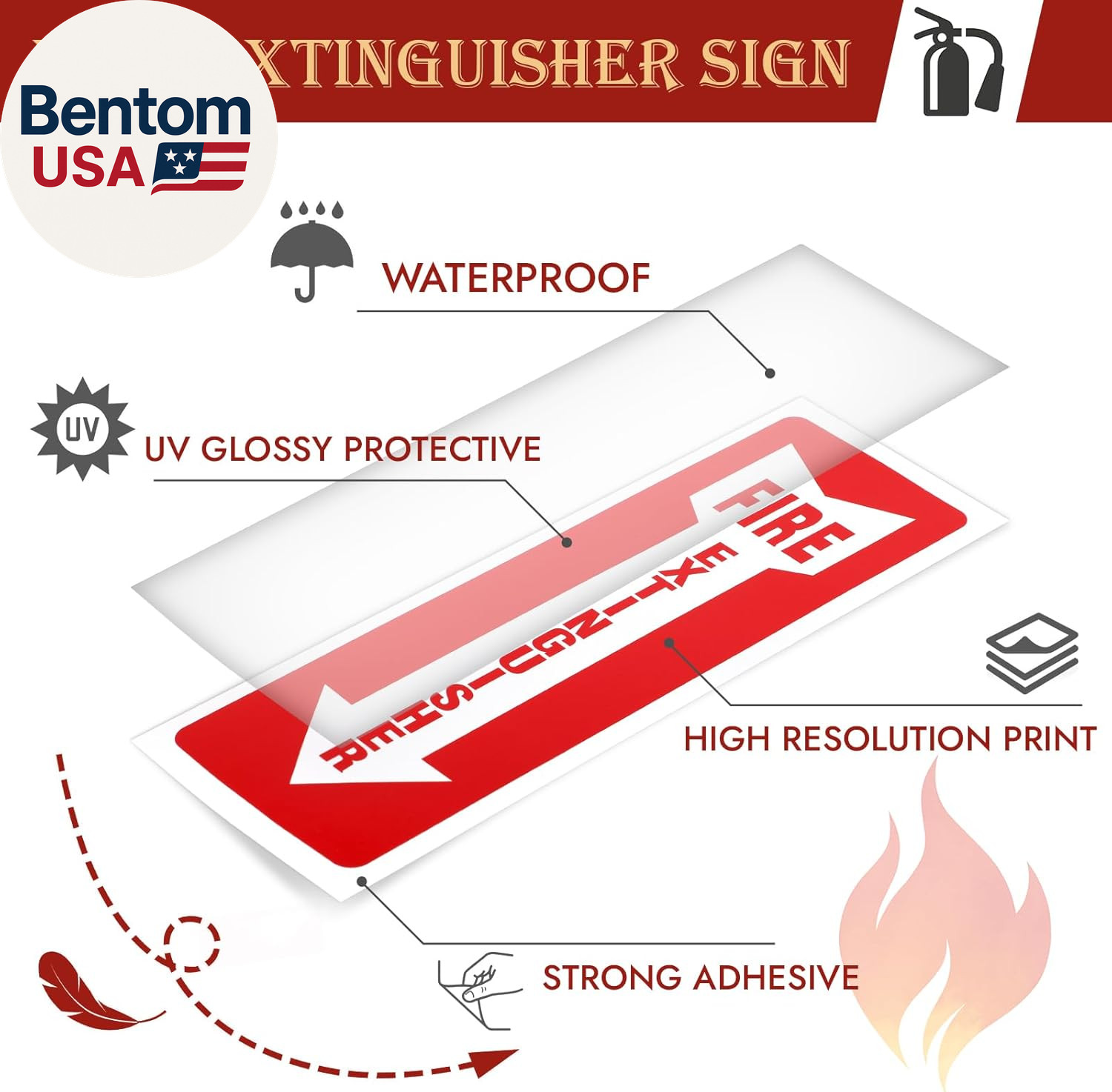 Fire Extinguisher Signs, 15 Pack 4X12 Inch Fire Extinguisher Signs for Home Busi